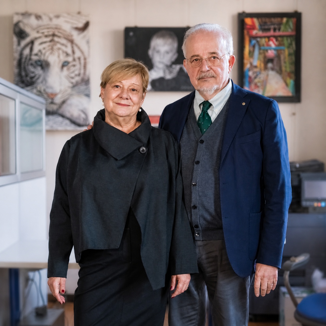 Marinella Maganza ed Enrico Martucci nello studio Oltrepocase di Corso Casale 12, Torino